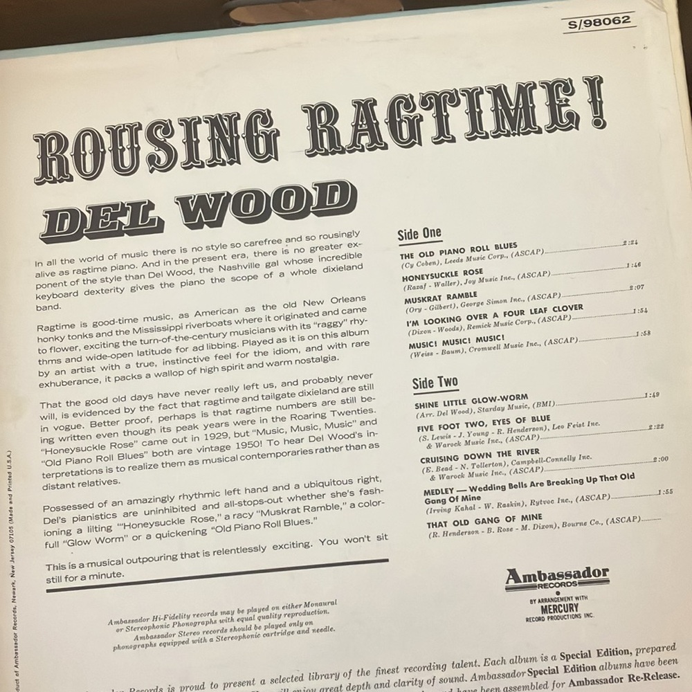 Rousing Ragtime Vinyl Record - Picture 2 of 2